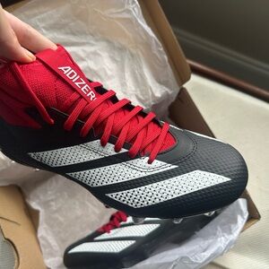 Adidas Black and Red Cleats with White Accents